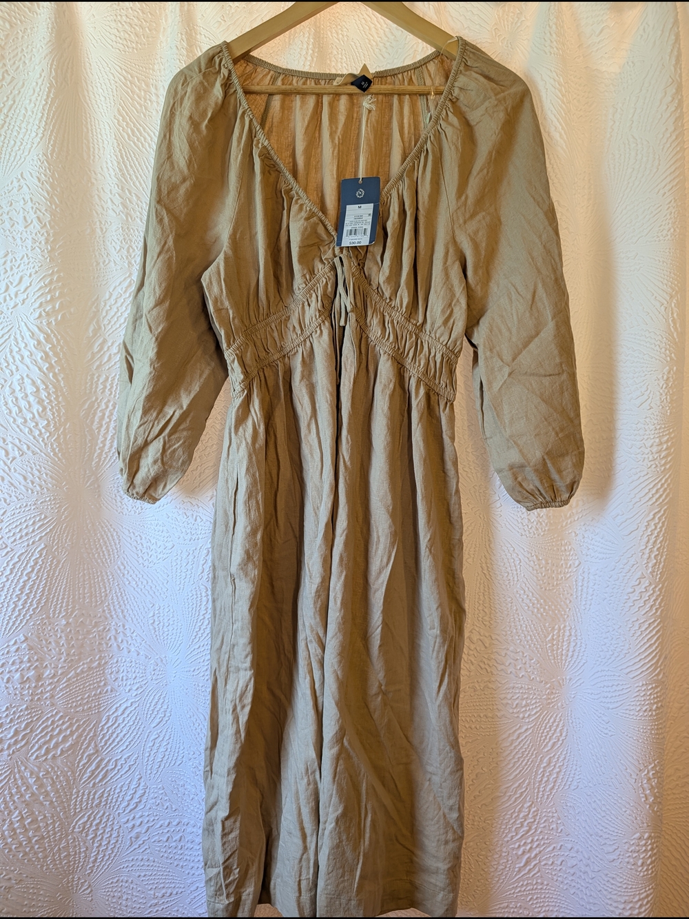 Universal Thread Neutral Tan Long Sleeve Midi Dress - M - NWT